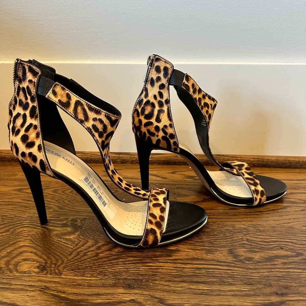 Leopard Print Open-Toe High Heel Sandals - Black & Brown